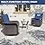RTDTD 11 Pieces Outdoor Patio Furniture Set,Outdoor Sectional Furniture with 45" 55000 BTU Gas Propane Fire Pit Table,PE Rattan Wicker Patio Conversation Set,Swivel Rocking Chairs Set,Navy Blue