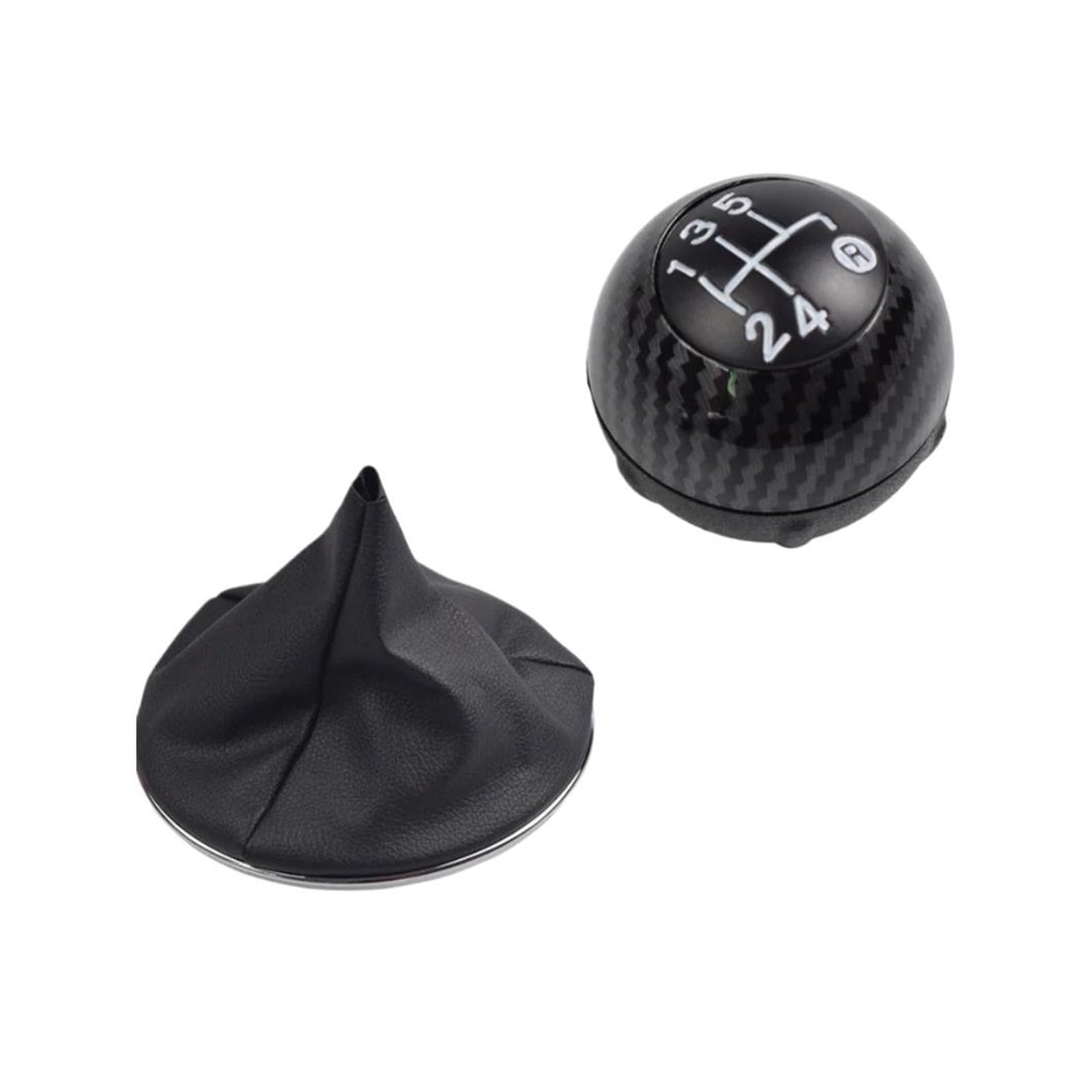 JSYALMSLW Knob with Boot Gear Shift Knob Manual Upgrade for Fiat 500 2007-2015 5-Speed / 6-Speed Stylish Gear Shifter OE 55344048 1 Pc/2 PCS(5 Speed Carbon 1)