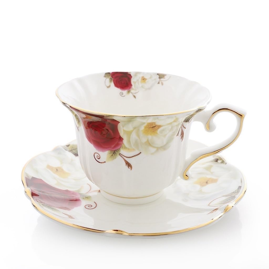 GHKryD Tea set, Bone China Afternoon Tea Set Ceramic English Flower Cup(B)