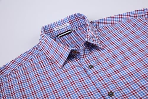 Alex Vando Mens Button Down Shirts Wrinkle Free 4-Way Stretch Print Business Casual Shirt