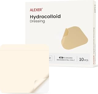 Hydrocolloid Gel Bandages 4"x4" 10 Pack| Healing Tech for Post-Surgery, Burns & Pressure Ulcers | Waterproof Scar Reduction Dressing | Pain-Free Removal