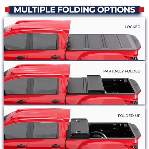 Image of MOSTPLUS 5FT 2WD /4WD Low-Profile Quad-Fold Hard Truck Bed Tonneau Cover Compatible for Nissan Frontier 2005-2021 Bed Cover 60Inch
