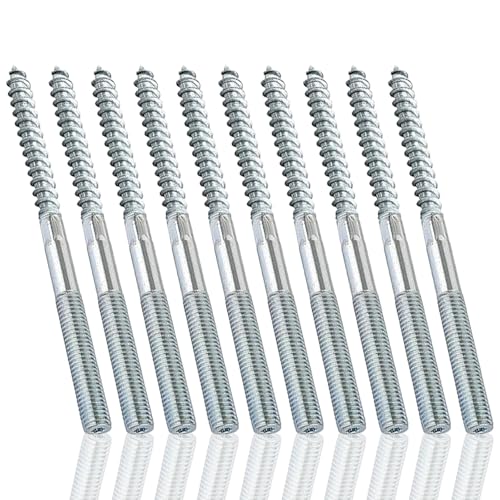 10 Stück Stockschrauben M10 M10 x 200mm Stockschraube Torx Schraubstifte Doppelgewindeschrauben Holzschrauben Kohlenstoffstahl Rohrschellen Befestigungsmaterial für Holzbauprojekte und Möbelmontage