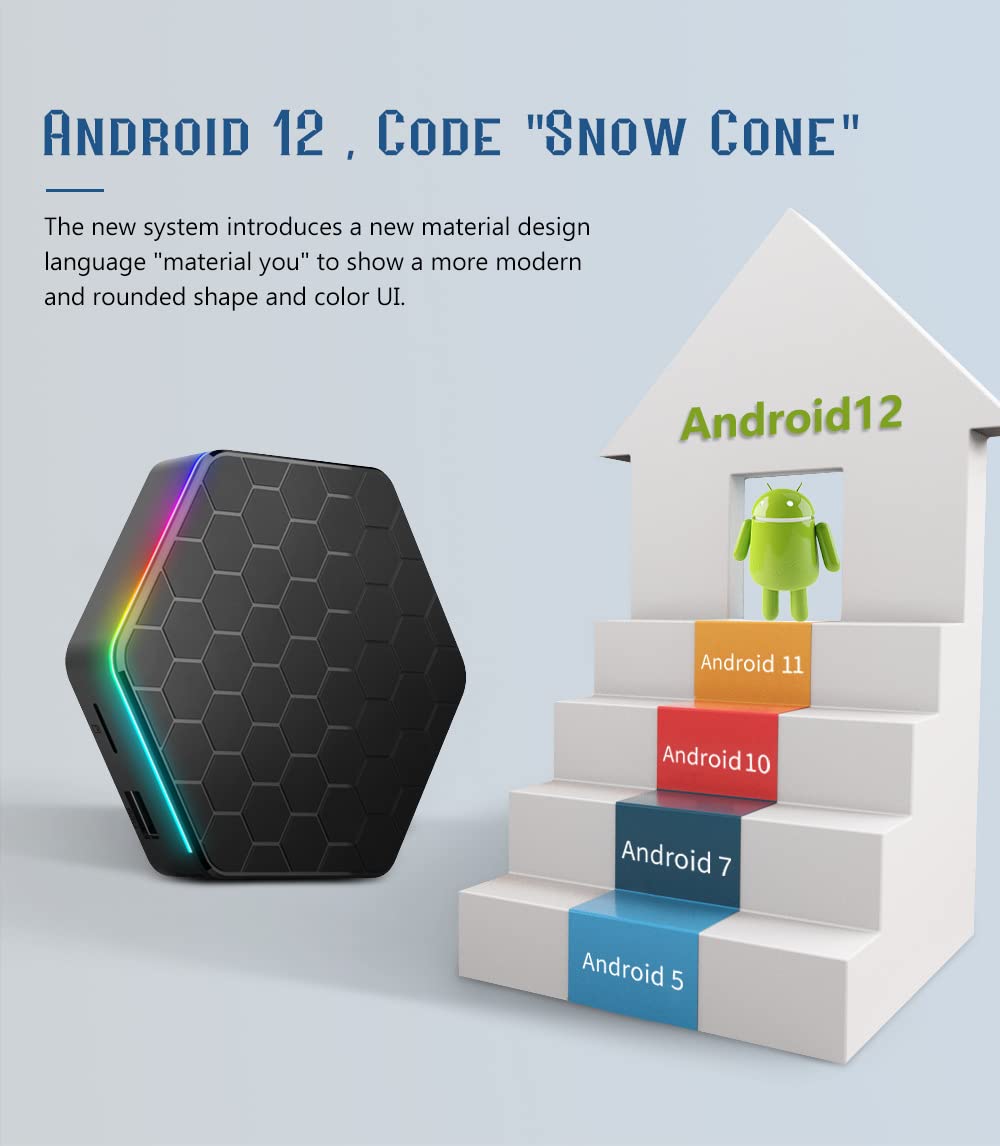 Android 12.0 TV Box, T95Z Plus H618 Quadcore 4GB RAM 64GB ROM Soporte 4K HD 3D 2.4/5.0Ghz WiFi BT5.0 10/100M Ethernet HDMI 2.0 H.265 Smart TV Box,2gb+16gb