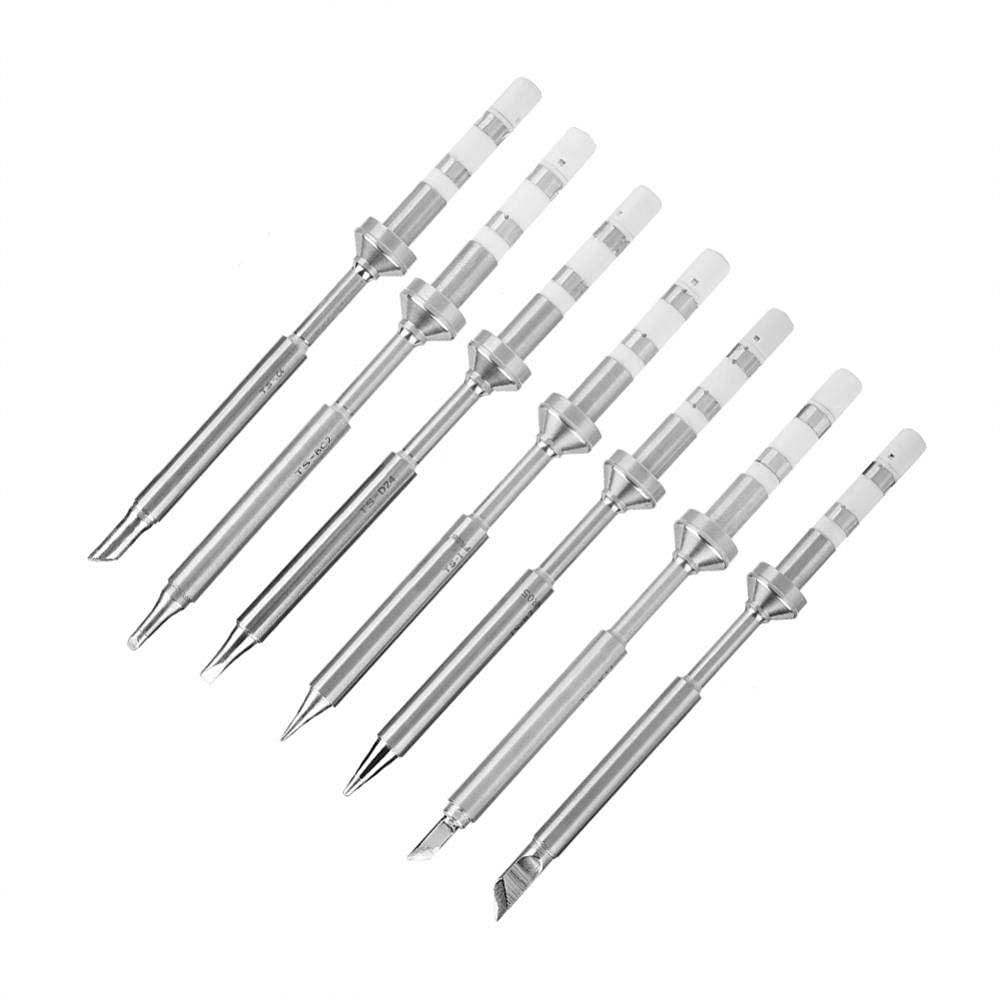 Stainless Steel Mini Pen Type Soldering Iron Tips Replacement TS100 Outdoor Soldering Iron Kit - Pack of 7pcs