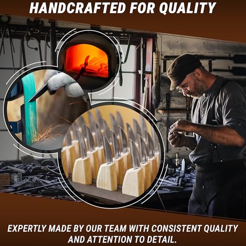 BeaverCraft Schnitzmesser C2 Schnitzmesser zum Schnitzen feiner Holzspäne und für allgemeine Zwecke Holzschnitzmesser Tranchiermesser mit Bankdetail Kohlenstoffstahl Schnitzen für Anfänger