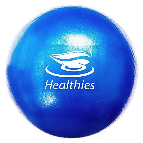 Healthies Small Exercise Ball - 9 Inch Fitness Ball for Physical Therapy, Pilates, Yoga, Barre, Stability Ball, Shoulder and Core Training - with Straw