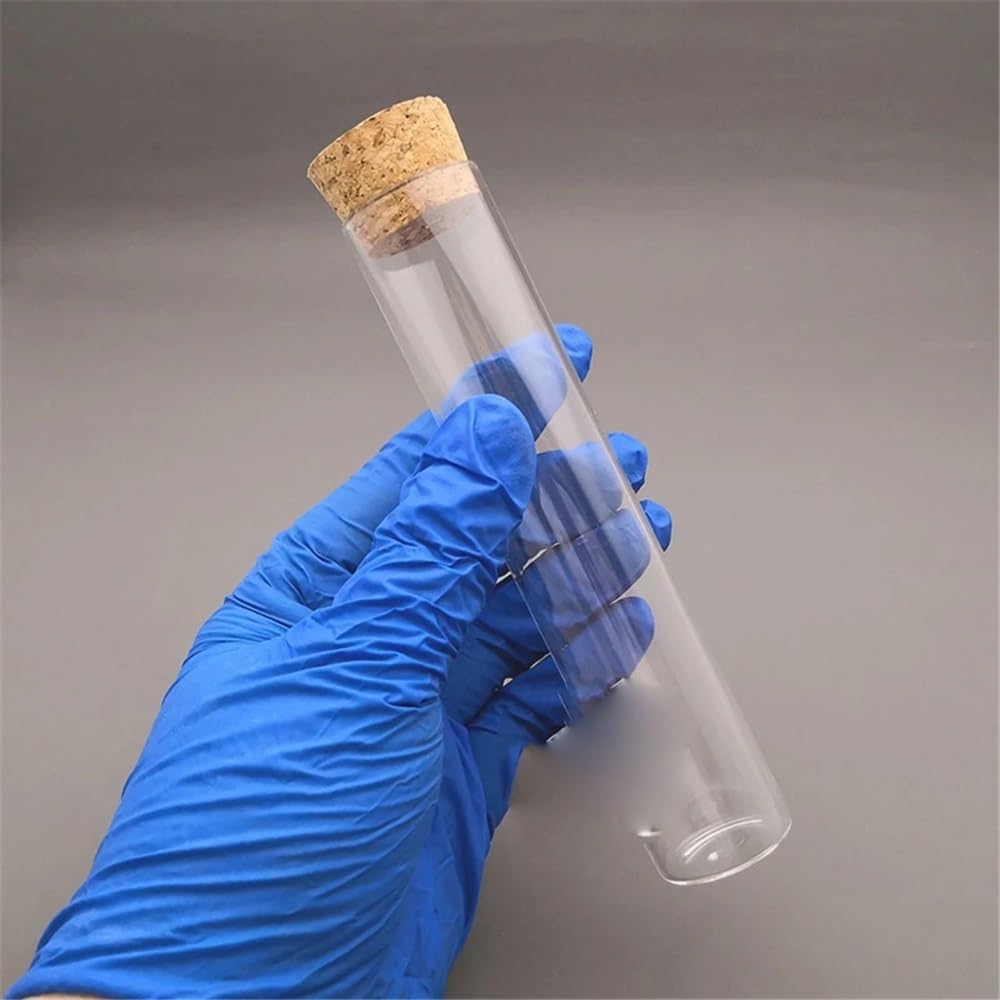 Szklane probówki z korkowymi zatyczkami ， Szklana probówka z płaskim dnem i korkiem, 30 mm x 150, 80 ml, opakowanie 10 szt