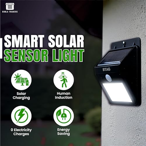 Image of Btag Smart Sun-Powered LED Motion Sensor Light - Energy Efficient & Weatherproof for Driveway, Garden, and Pathways (SL008 Pack of 3)