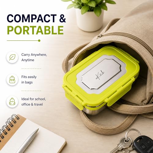 Image of Insulated Stainless Steel Lunch Box Combo Set 800ml with Airtight Leak-Proof Clip Lock Lid, Durable Lightweight Tiffin Box for Office School College Travel, Easy to Clean (Pack of 3)