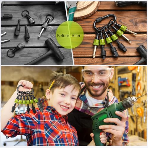 Image of Threlaco 24 Pcs Bit Holder Keychain, 1 /4 3 /8 1 /2 Socket Hex Shank, Green