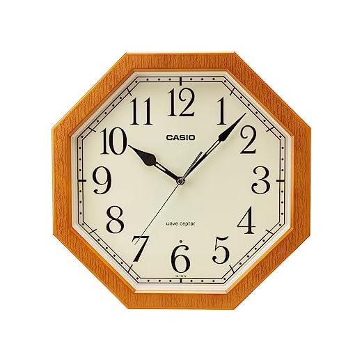 Casio IQ-1023J-7JF Wall Clock, Radio Clock, Diameter 12.8 inches (32.5 cm), Wood Grain, Step Second Hand, Night Second Hand Stop, Light Brown