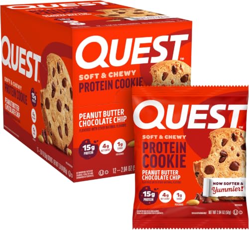 Quest Nutrition Peanut Butter Chocolate Chip High Protein Cookie, Keto Friendly, Low Carb, 24.5 Oz, 12 count (Pack of 6)