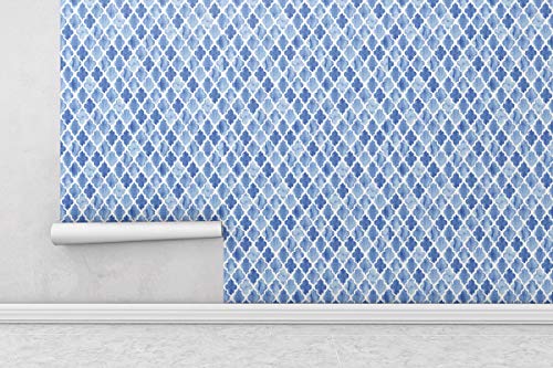 Image of DWELLSINDIA Blue Moroccan Ceramic Tile Wallpaper for Wall Decor | Self Adhesive Peel & Stick, Thick Textured Premium Paper | Waterproof, Scratch Resistant | Kitchen, Bathroom & Dining Room | 41x244 cm