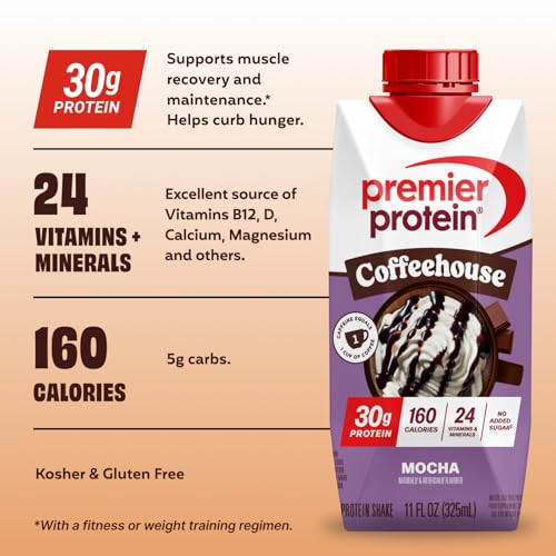 Image of Premier Protein Shake COFFEEHOUSE, Mocha, 30g Protein, No Added Sugar, 24 Vitamins & Minerals to Support Immune Health, 11 fl oz (12 Pack)