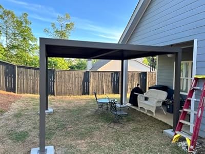 PURPLE LEAF Louvered Pergola 12' x 12' Outdoor Full Aluminum Pergola with Adjustable Rainproof Roof Modern Retractable Patio Hardtop Gazebo for Deck Backyard Garden Slate Grey