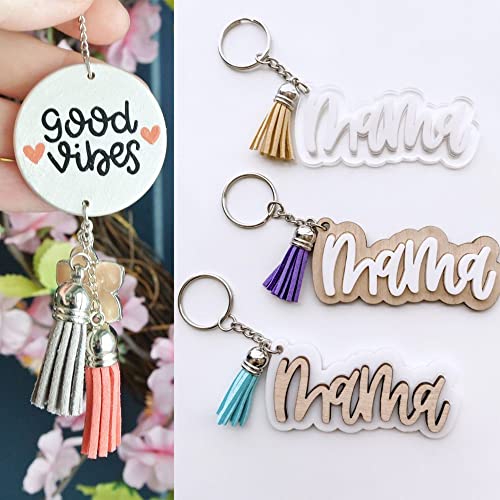 David Accessories Keychain Tassels,Leather Tassels For Jewelry Making Colored Tassel Pendant For Keychain Accessories Craft And Earrings Bracelets Making 30Pcs 1.5Inch (Black, Silver White Caps) #TOP2