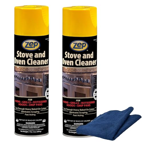 Zep Stove & Oven Cleaner 19 oz (2 Pack) + Blue Microfiber Rag