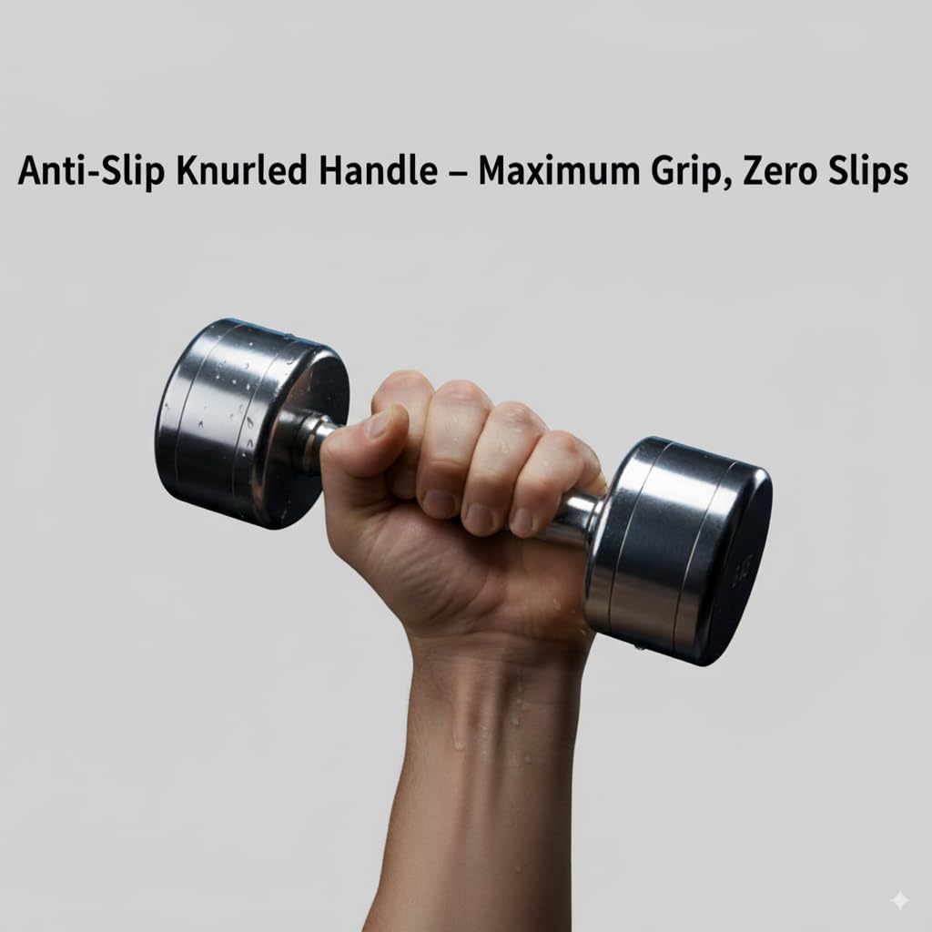 Kiraro Steel Dumbbell Set (2Kg 2.5kg, 3kg,4kg, 5kg, 7.5kg) 1 Pair Dumbbells, Steel Dumbbells, Home Gym Fixed Weight Dumbbell (Silver, 2KG X 2PCS) 3