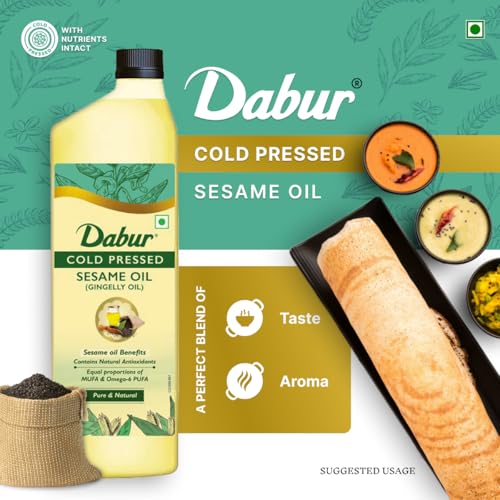 Image of Dabur Cold Pressed Sesame(Gingelly) Oil, 1 L