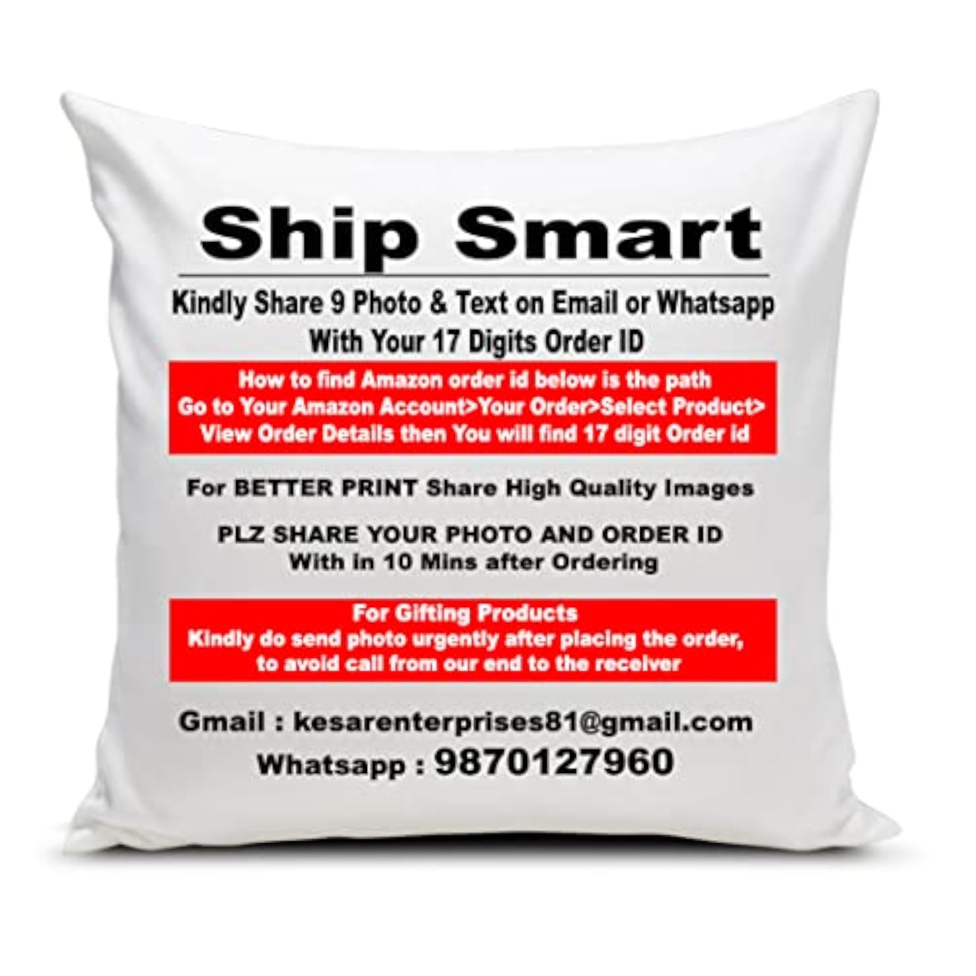 Polyester Photo Cushion for Gift on Birthdays, 12x12In