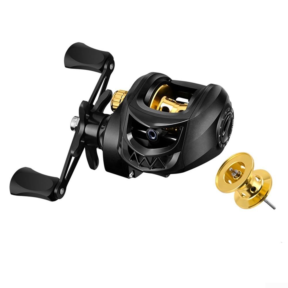 ZAMETTER Metal Baitcasting Reel with 10 Magnetic Brake System Anti-Backlash Fishing Reel Zinc Alloy Brass Gear for Left Right Hand Black Gold Red Blue(Left hand Gold)