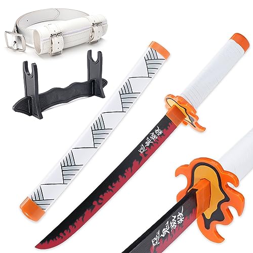 Zisu Rengoku Sword - 23.6 Short Katana Replica for Kids - Complete with Belt Stand and True-to-Show Design - Rengoku Sword Ideal for Display
