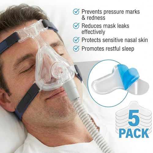 Image of 5 Pack CPAP Nose Pads, Universal Fit Medical Silicone Mask Nose Guard, Trimmable Bridge of Nose Protector for Comfort & Reduced Leaks, CPAP Accessories