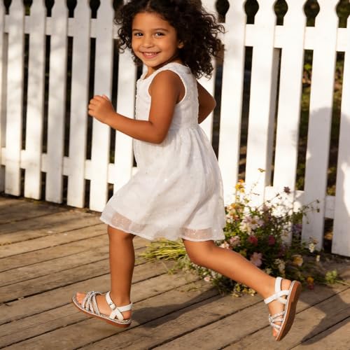 Image of Girls Dress Sandals Comfy Hook and Loop Summer Shoes for Toddlers