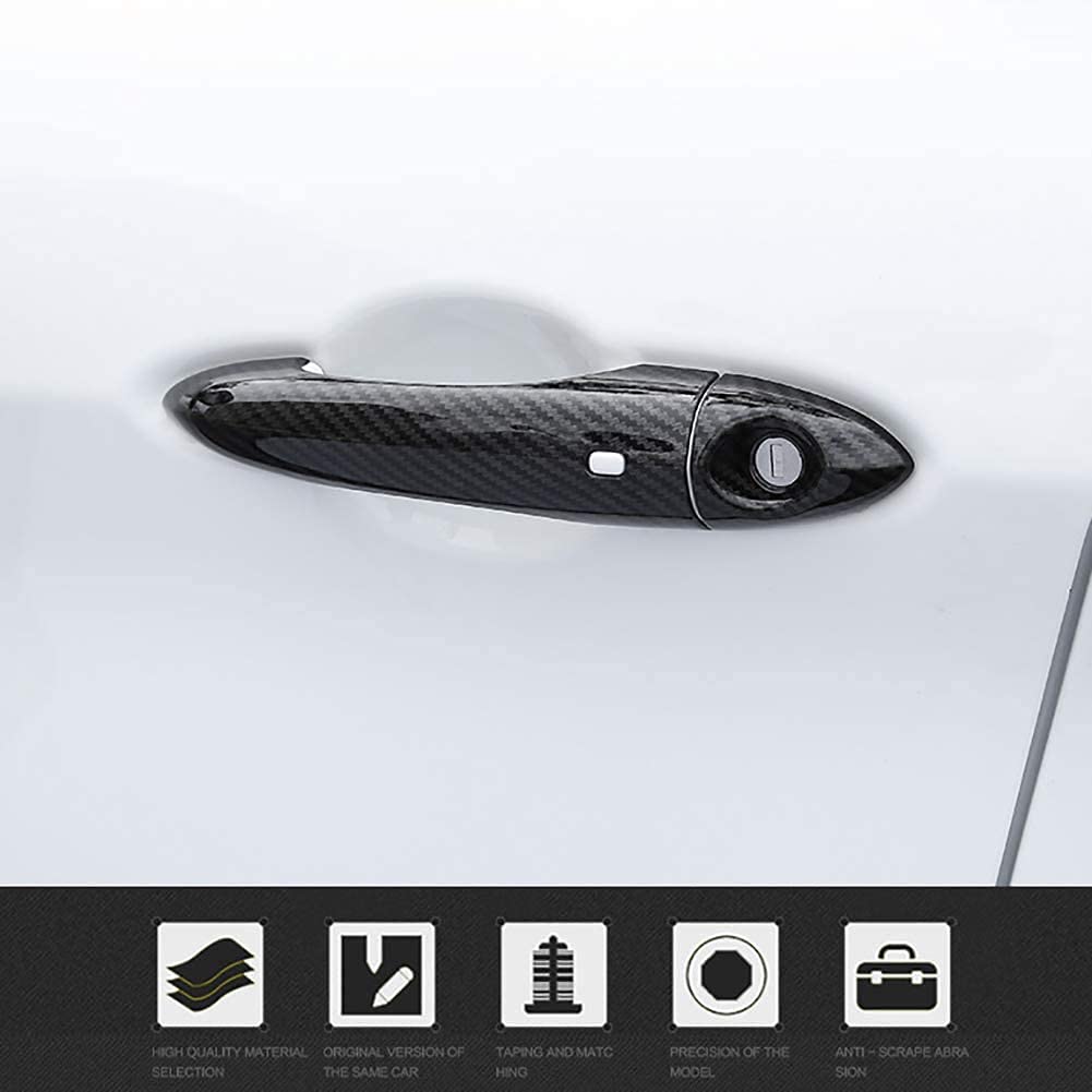 1 Set Car Styling Copri Cornice Decorazione Maniglia della Porta Fibra Carbonio per Alfa Romeo Giulia Stelvio, Adesivi per Maniglia Trim Accessori Auto ​Autoadesivi