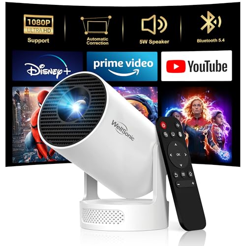 Image of Mini Projector with Wifi and Bluetooth, 1080P Portable Projector with 5W Speaker, Auto Vertical Keystone&180 Rotatable, 200Ansi Moive Proyector for Outdoor Bedroom
