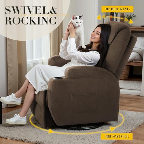 image for Furmax Recliner Chair, 360° Swivel Rocker Chair for Adults, Rocking R