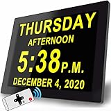 Digital Clock with 16 Alarms & Remote Control, 8" Large AM/PM, Bedroom Wall Day Date Clock for Memory Loss Seniors Dementia Alzheimer's or School Kids Digital Clock with 16 Alarms & Remote Control, 8" Large AM/PM, Bedroom Wall Day Date Clock for Memory Loss Seniors Dementia Alzheimer's or School Kids