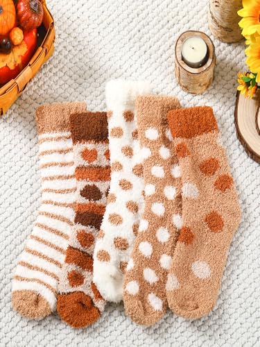 Image of Foaincore 10 Pairs Fuzzy Socks for Women Cozy Fluffy Warm Soft Slipper Socks Thick Winter Gifts for Adult Gifts