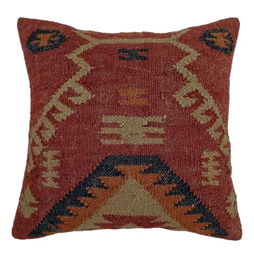 Trade Star Indian Jute Wool Cushion Cover Handwoven Rug Pillow