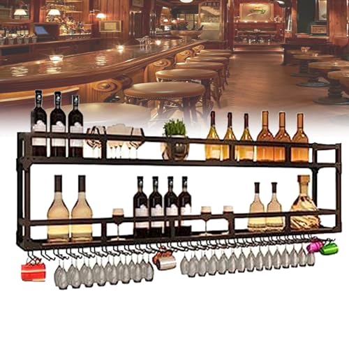 Botellero industrial montado en la pared, almacenamiento de botellas que ahorra espacio para restaurantes, bodegas y bares domésticos