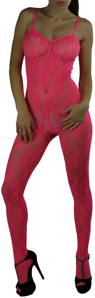 ToBeInStyle Women’s Bodystocking Crotchless Peek-A-Boo Fishnet Lace Bodysuit