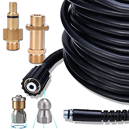 Manguera de limpieza de tuberías, manguera de alta presión de 30 m, incluye boquilla giratoria para lavadora de alta presión, adecuada para Kärcher - Juego de limpieza de tuberías Cover
