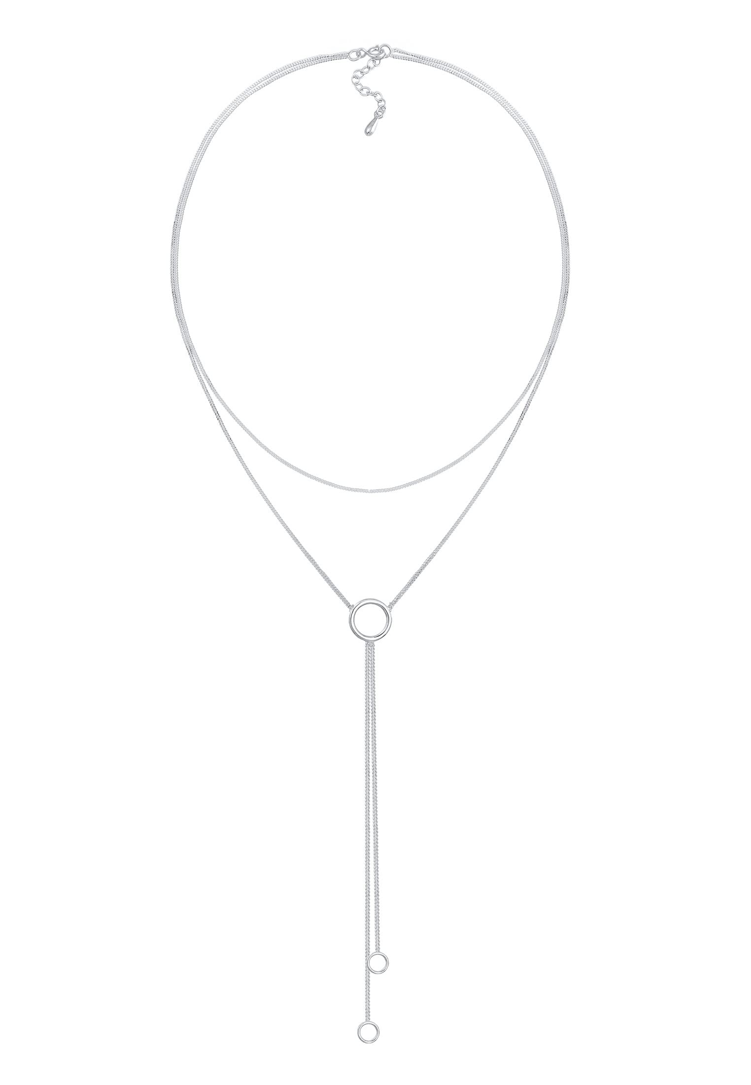 Elli Halskette Damen Choker Y-Kette Layer Look Kreis Geo 925 Silber