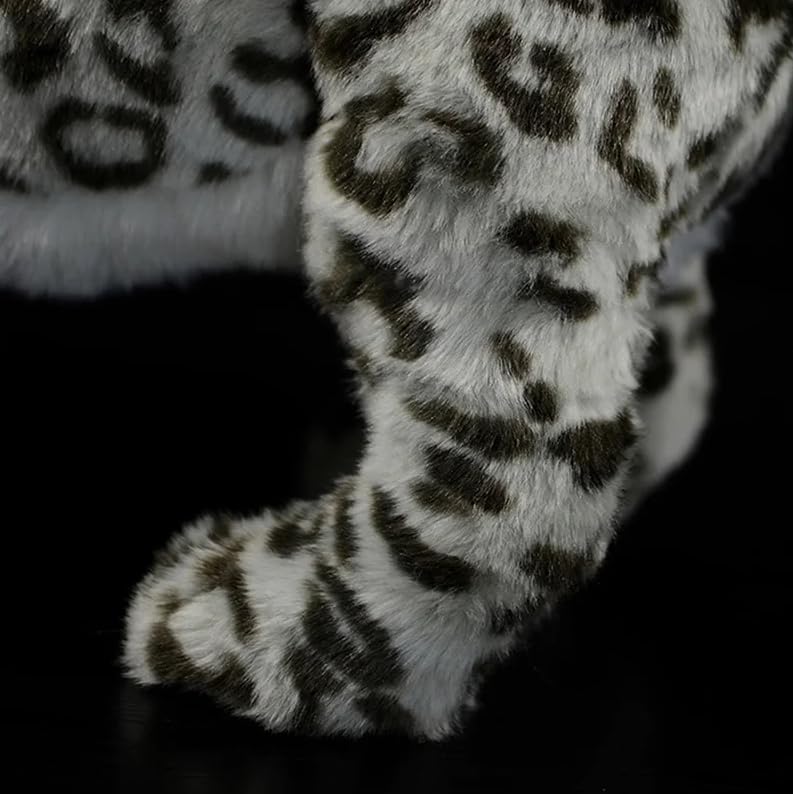 Simulazione In piedi Grande leopardo delle nevi Peluche Giocattolo realistico Morbido Animali selvatici Leopardi bianchi Giocattolo di peluche Regali per bambini 50 cm Leopardo delle nevi