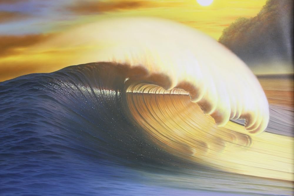 バリ アート BIG WAVE 波の風景 Goes Windy 木製フレーム付き バリ アート BIG WAVE 波の風景 Goes Windy 木製フレーム付き