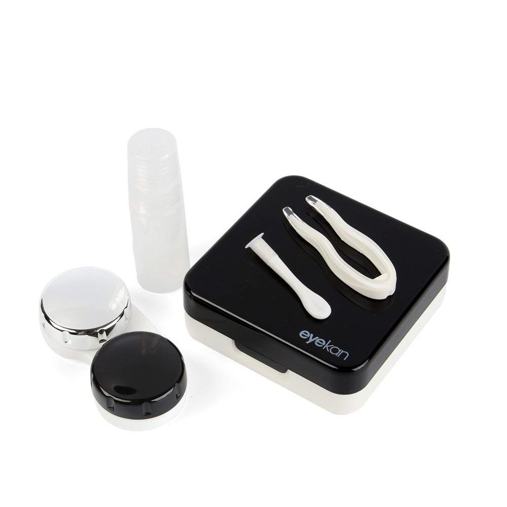 Eyekan Travel Contact Lens Case Box With Mirror | Mini Simple Lens Container Kit Set Holder (BLACK, Pack of 1)