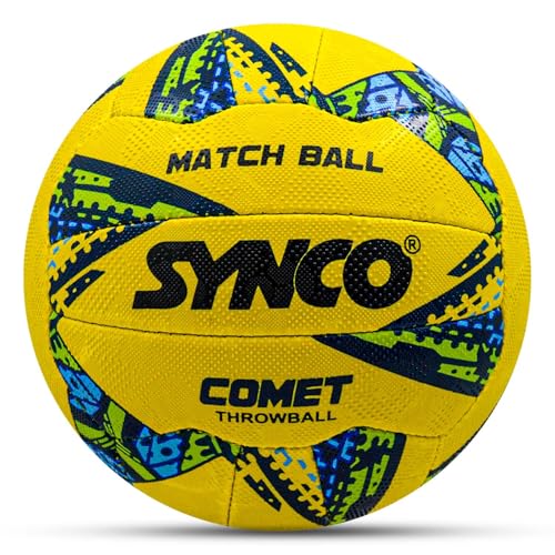 Image of Synco Comet Throwball | 18 Panel | Rubberised Hand Stitched | Dual Textured Grip | Match Ball (Size-5) Yellow