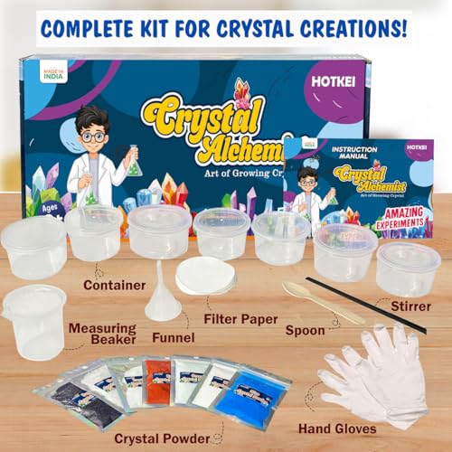 Image of HOTKEI Crystal Growing Science Experiment Kit Games Birthday Gift Toys for Boys Girls Kids Age 8 9 10 12 14 15 Years Old DIY STEM Educational Learning Science Project Kit Box for Kids
