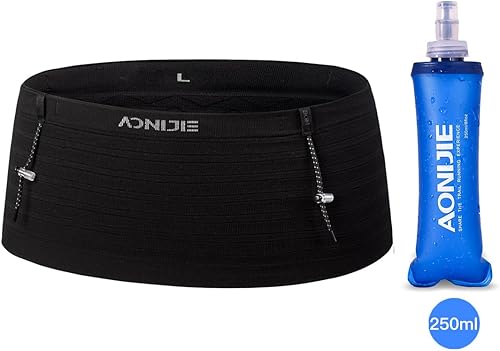 Miniatura 8 de AONIJIE Cinturón para correr con frasco suave de 8.5 fl oz para mujeres y hombres, ligero y antideslizante, se adapta a todos los tamaños de