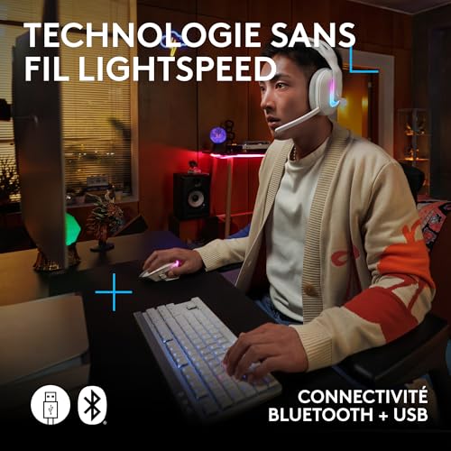 Logitech G G522 LIGHTSPEED casque gaming sans fil et clavier gaming sans fil G515 LIGHTSPEED TKL Casque et clavier haut de gamme avec connectivité Bluetooth® et filaire Pour PC FRA AZERTY - vue 6