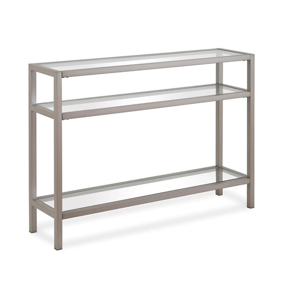 henn&hart 42" wide rectangular console table in satin nickel, entryway table, accent table for living room, hallway