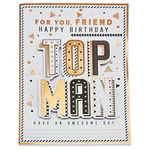 Traditional Birthday Card for Male Friend - Beautifully Embossed with Foil Print Finish - Size 19cm x 13cm - 100% Recyclable - Eco Friendly - Received with LOVE Cover