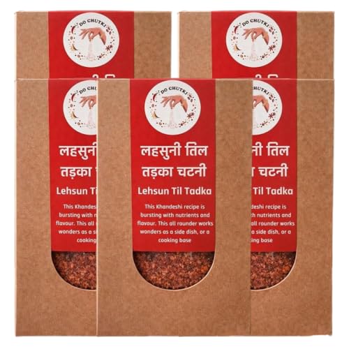 Do Chutki Lehsun Til Tadka 100g (Pack of 5) | Dry Garlic Sesame Peanut Chutney | Spicy Vada Pav Chutney | Paratha Filling | No Preservatives | Hand Pounded