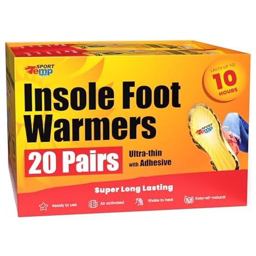 Insole Foot Warmers (20 Pairs) - Up to 10 Hours of Heat, Easily Apply with Adhesive - Ultra Thin, Easy, All Natural - Air Activated, Odorless Hot Insole Warmers - Sport Temp